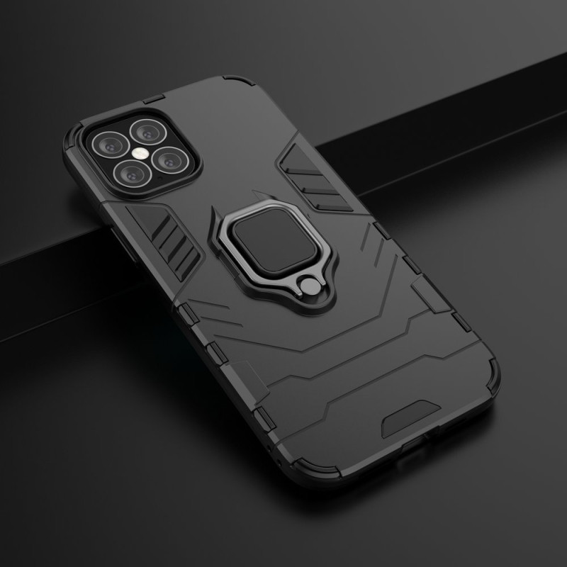 Ring Armor šarvuotas hibridinis korpuso dangtelis + magnetinis laikiklis iPhone 12 Pro Max juodas