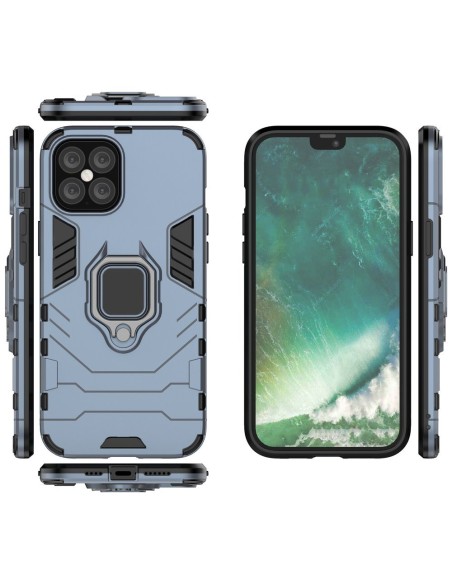 Ring Armor šarvuotas hibridinis korpuso dangtelis + magnetinis laikiklis iPhone 12 Pro Max mėlynas
