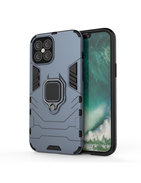 Ring Armor šarvuotas hibridinis korpuso dangtelis + magnetinis laikiklis iPhone 12 Pro Max mėlynas