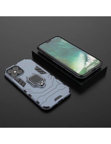 Ring Armor šarvuotas hibridinis korpuso dangtelis + magnetinis laikiklis iPhone 12 Pro Max mėlynas