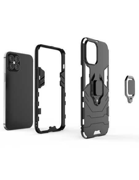 Ring Armor šarvuotas hibridinis korpuso dangtelis + magnetinis laikiklis iPhone 12 Pro Max mėlynas