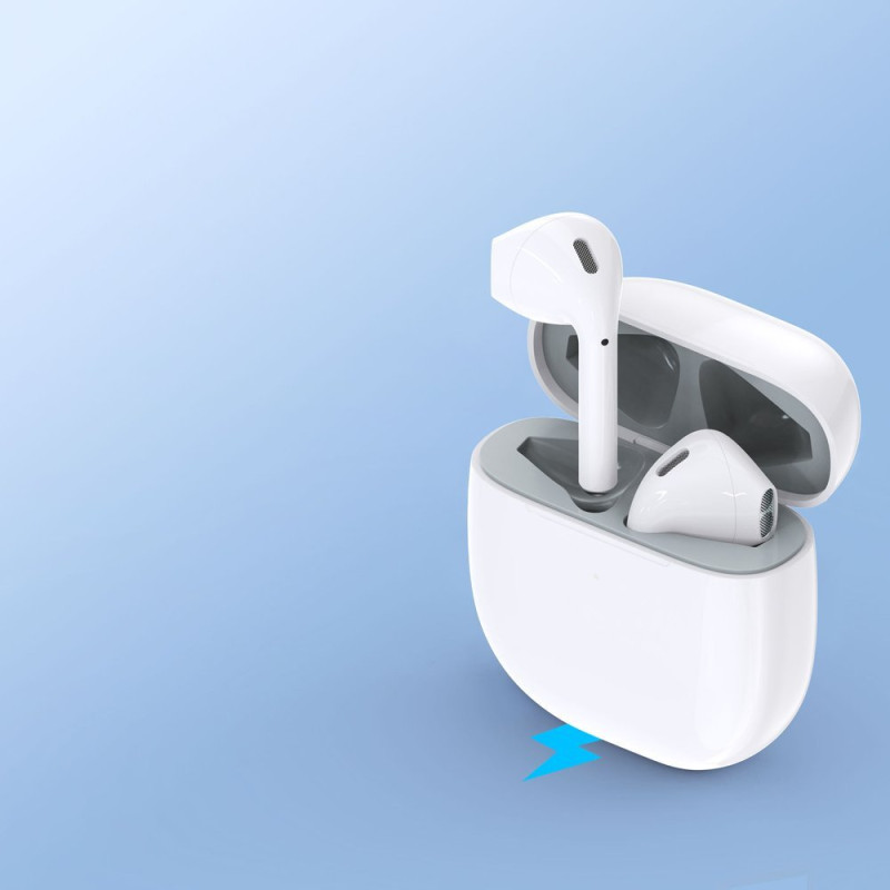TWS Bluetooth 5.0 belaidės ausinės baltos