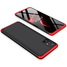 GKK 360 apsauginis dėklas padengia visą Samsung Galaxy M51 priekinį ir galinį dangtelį juodai raudonai