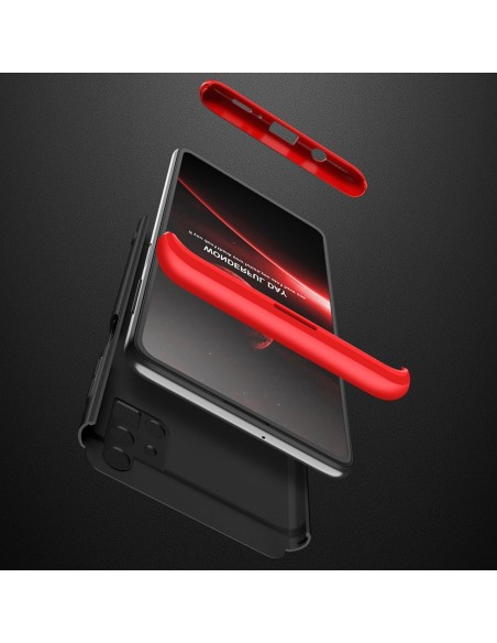 GKK 360 apsauginis dėklas padengia visą Samsung Galaxy M51 priekinį ir galinį dangtelį juodai raudonai