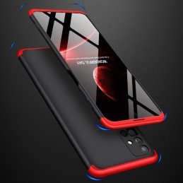 GKK 360 apsauginis dėklas padengia visą Samsung Galaxy M51 priekinį ir galinį dangtelį juodai raudonai