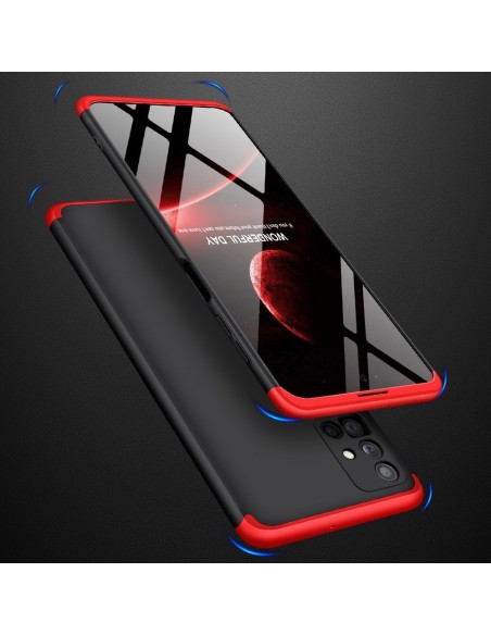 GKK 360 apsauginis dėklas padengia visą Samsung Galaxy M51 priekinį ir galinį dangtelį juodai raudonai