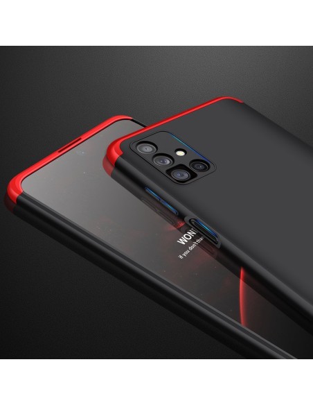 GKK 360 apsauginis dėklas padengia visą Samsung Galaxy M51 priekinį ir galinį dangtelį juodai raudonai