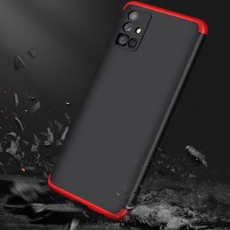 GKK 360 apsauginis dėklas padengia visą Samsung Galaxy M51 priekinį ir galinį dangtelį juodai raudonai