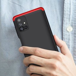 GKK 360 apsauginis dėklas padengia visą Samsung Galaxy M51 priekinį ir galinį dangtelį juodai raudonai