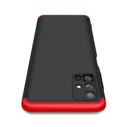 GKK 360 apsauginis dėklas padengia visą Samsung Galaxy M51 priekinį ir galinį dangtelį juodai raudonai