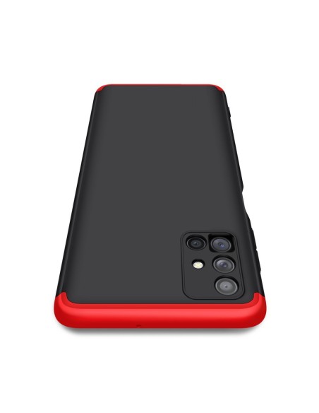 GKK 360 apsauginis dėklas padengia visą Samsung Galaxy M51 priekinį ir galinį dangtelį juodai raudonai