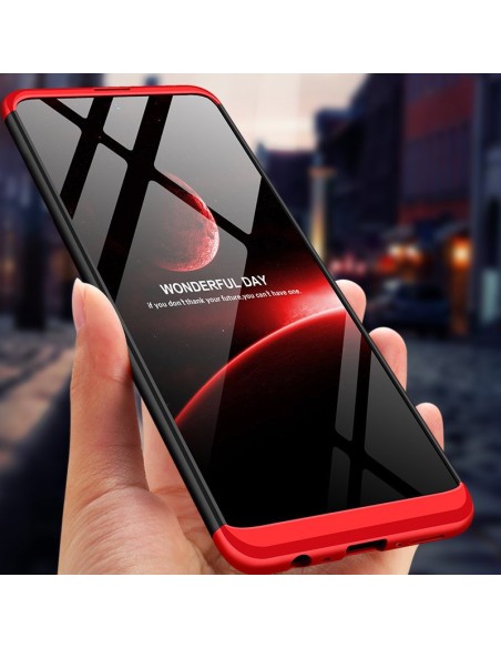 GKK 360 apsauginis dėklas padengia visą Samsung Galaxy M51 priekinį ir galinį dangtelį juodai raudonai