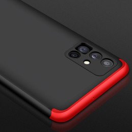 GKK 360 apsauginis dėklas padengia visą Samsung Galaxy M51 priekinį ir galinį dangtelį juodai raudonai