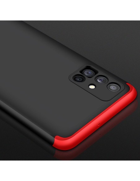 GKK 360 apsauginis dėklas padengia visą Samsung Galaxy M51 priekinį ir galinį dangtelį juodai raudonai