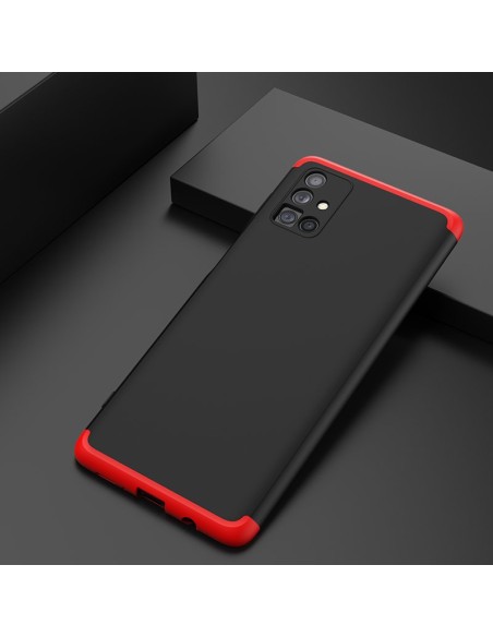 GKK 360 apsauginis dėklas padengia visą Samsung Galaxy M51 priekinį ir galinį dangtelį juodai raudonai