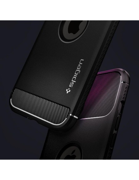 Spigen Rugged Armor dėklas, skirtas iPhone 12 / iPhone 12 Pro - matinė juoda