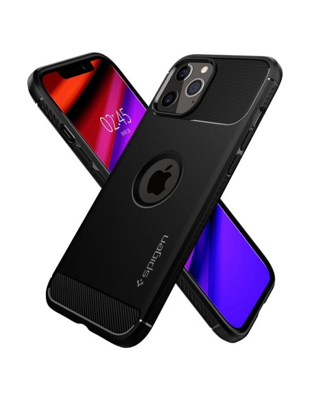 Spigen Rugged Armor dėklas, skirtas iPhone 12 / iPhone 12 Pro - matinė juoda
