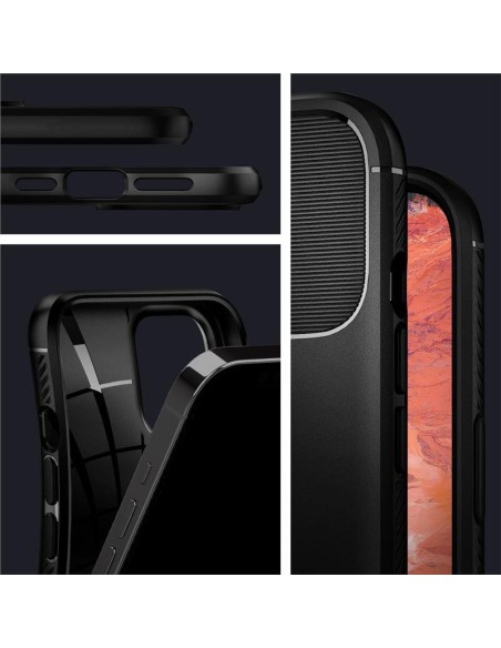 Spigen Rugged Armor dėklas, skirtas iPhone 12 / iPhone 12 Pro - matinė juoda