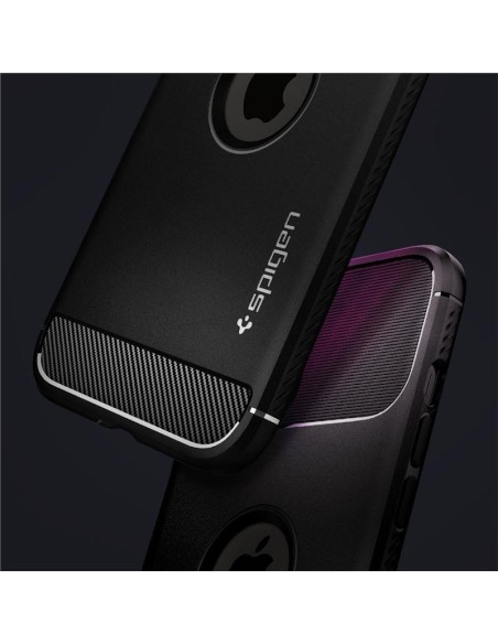 Spigen Rugged Armor dėklas, skirtas iPhone 12 / iPhone 12 Pro - matinė juoda