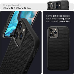 Spigen Liquid Air dėklas, skirtas iPhone 12 / iPhone 12 Pro - matinė juoda