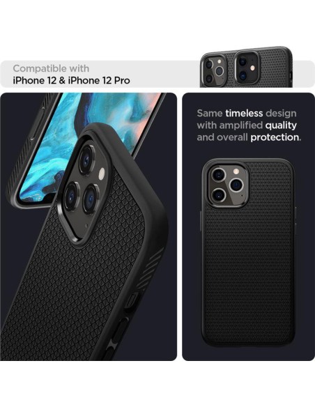Spigen Liquid Air dėklas, skirtas iPhone 12 / iPhone 12 Pro - matinė juoda