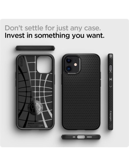 Spigen Liquid Air dėklas iPhone 12 mini - matinė juoda