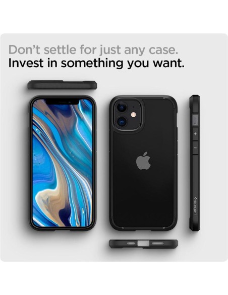 Spigen Ultra Hybrid dėklas iPhone 12 mini - matinė juoda
