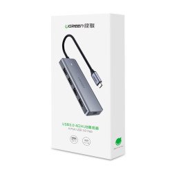 Ugreen USB Type C HUB skirstytuvas – 4x USB 3.2 Gen 1 su USB-C maitinimo prievadu pilka spalva (CM219 70336)