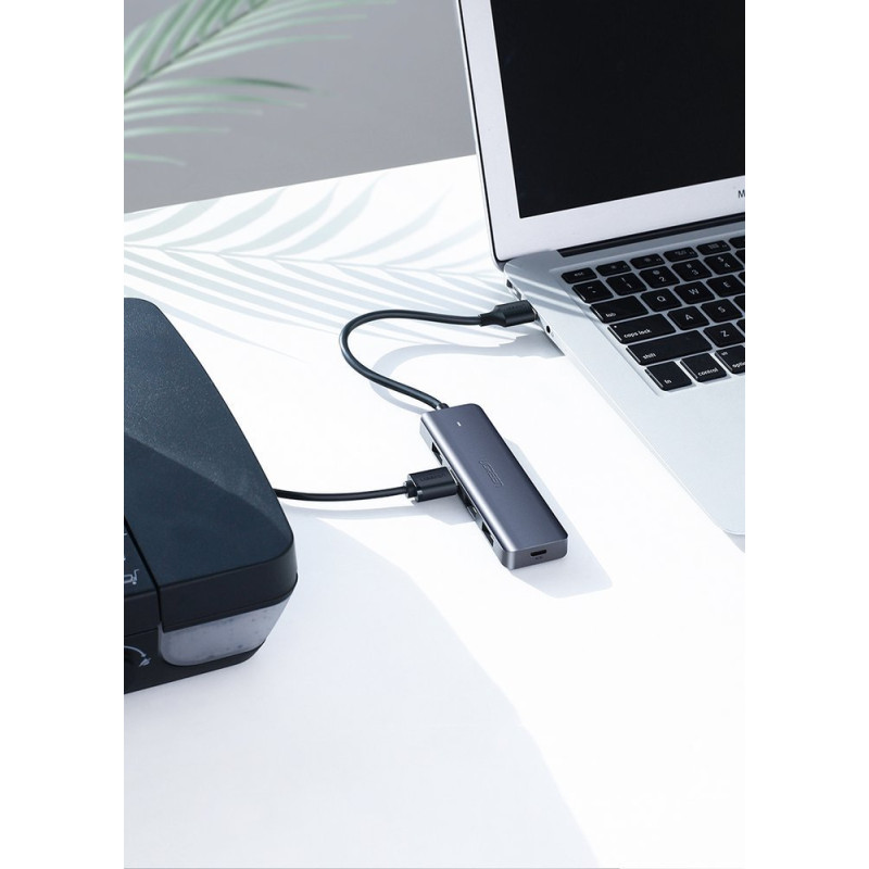 Ugreen USB Type C HUB skirstytuvas – 4x USB 3.2 Gen 1 su USB-C maitinimo prievadu pilka spalva (CM219 70336)
