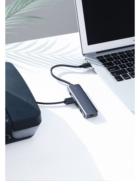 Ugreen USB Type C HUB skirstytuvas – 4x USB 3.2 Gen 1 su USB-C maitinimo prievadu pilka spalva (CM219 70336)