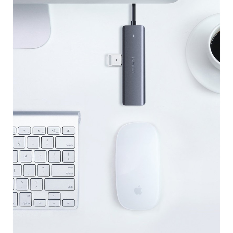 Ugreen USB Type C HUB skirstytuvas – 4x USB 3.2 Gen 1 su USB-C maitinimo prievadu pilka spalva (CM219 70336)