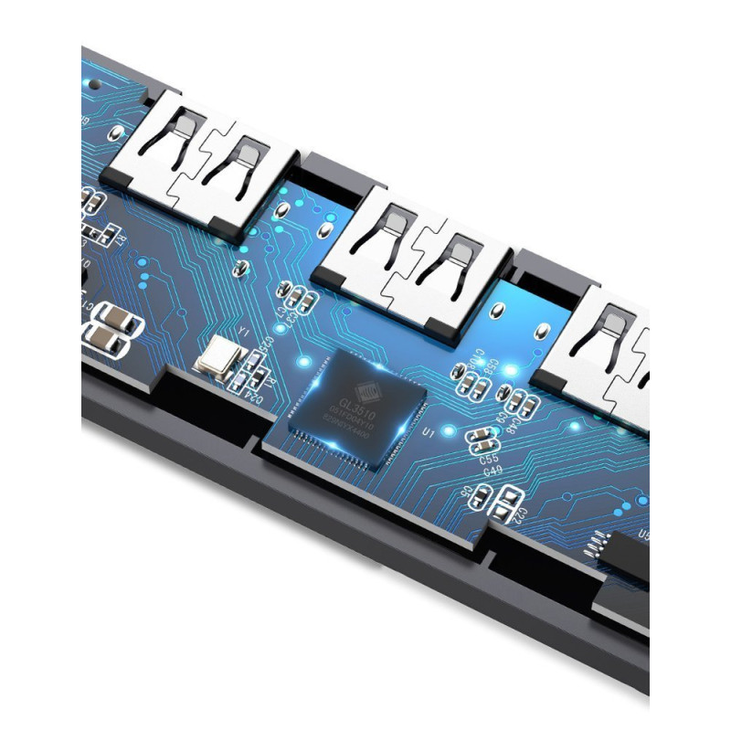 Ugreen USB Type C HUB skirstytuvas – 4x USB 3.2 Gen 1 su USB-C maitinimo prievadu pilka spalva (CM219 70336)