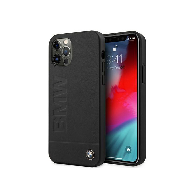 BMW Signature Logo Imprint dėklas iPhone 12 / iPhone 12 Pro - juodas
