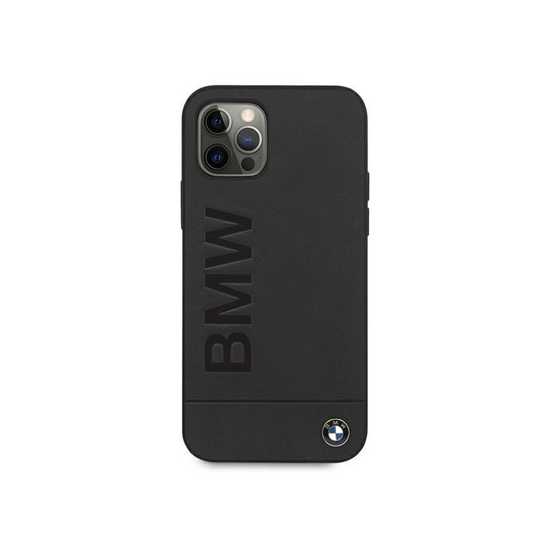 BMW Signature Logo Imprint dėklas iPhone 12 / iPhone 12 Pro - juodas