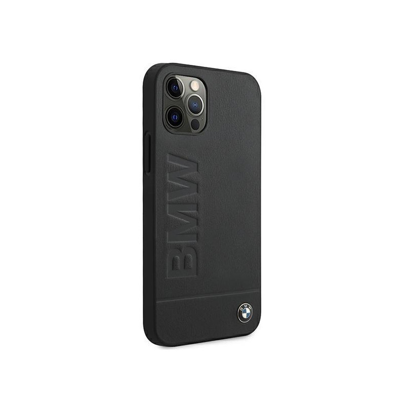 BMW Signature Logo Imprint dėklas iPhone 12 / iPhone 12 Pro - juodas