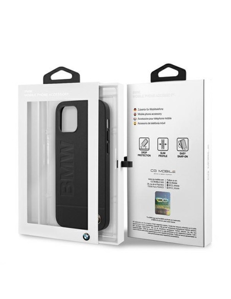 BMW Signature Logo Imprint dėklas iPhone 12 / iPhone 12 Pro - juodas BMW Signature Logo Imprint dėklas iPhone 12 / iPhone 12 Pro - juodas