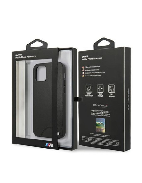 BMW M Collection Smooth PU dėklas iPhone 12 mini - juodas BMW M Collection Smooth PU dėklas iPhone 12 mini - juodas