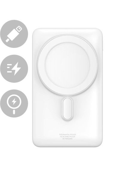 Maitinimo bankas su belaidžiu įkrovimu MagSafe 10000mAh 20W USB-C laidas 0,5m baltas Maitinimo bankas su belaidžiu įkrovimu MagSafe 10000mAh 20W USB-C laidas 0,5m baltas