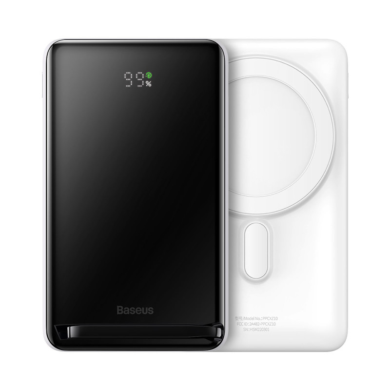 Maitinimo bankas su belaidžiu įkrovimu MagSafe 10000mAh 20W USB-C laidas 0,5m baltas