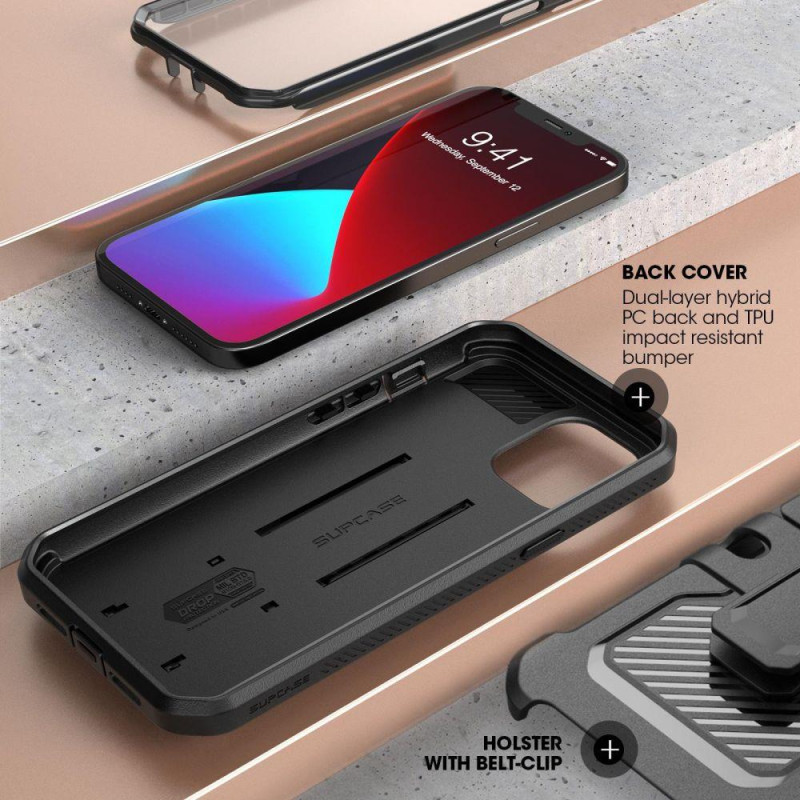 Supcase Unicorn Beetle Pro dėklas iPhone 12 / iPhone 12 Pro - juodas