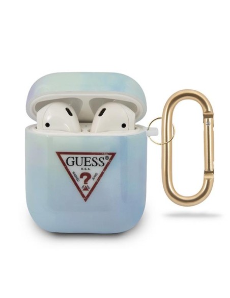 Guess Tie & Dye Collection dėklas, skirtas AirPods 1/ 2 – mėlynas Guess Tie & Dye Collection dėklas, skirtas AirPods 1/ 2 – mėlynas