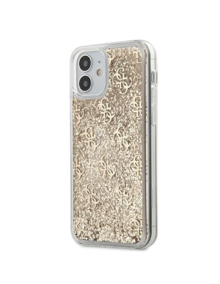 Guess 4G Liquid Glitter dėklas iPhone 12 mini - auksinis