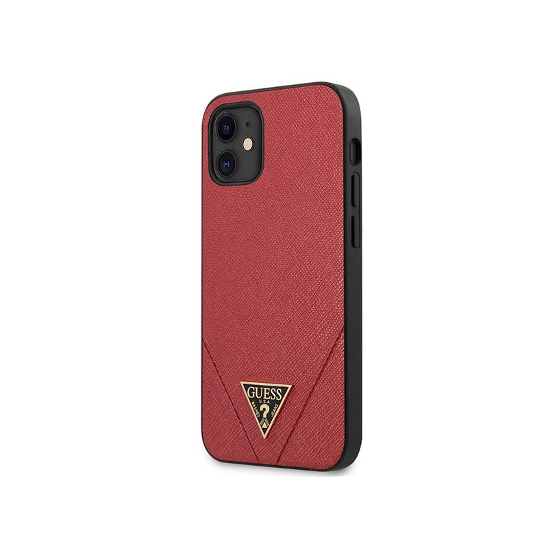 Guess Saffiano dėklas iPhone 12 mini - Saffiano raudonas Guess Saffiano dėklas iPhone 12 mini - Saffiano raudonas