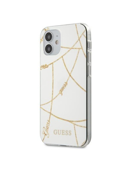 Guess Gold Chain Collection dėklas iPhone 12 mini - baltas Guess Gold Chain Collection dėklas iPhone 12 mini - baltas