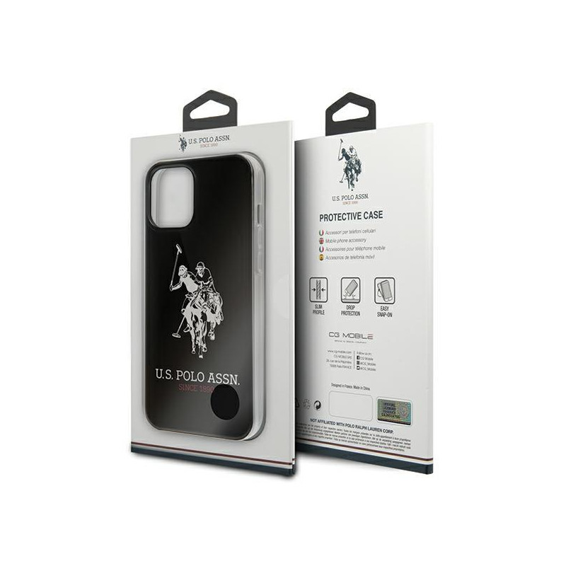 JAV Polo Assn byla Blizgus didelis logotipas, skirtas iPhone 12 Pro Max – juodas