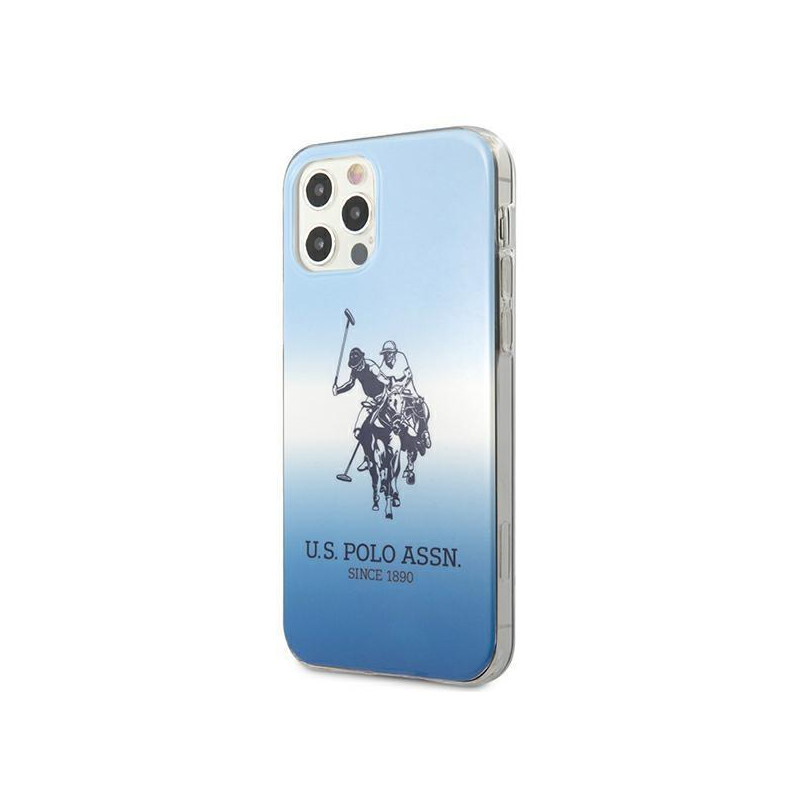 JAV Polo Assn byla Gradiento raštų kolekcija, skirta iPhone 12 / iPhone 12 Pro – mėlyna