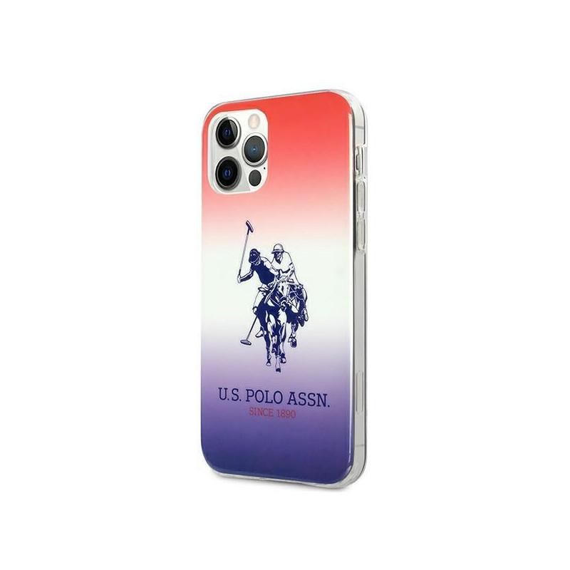 JAV Polo Assn byla Gradiento raštų kolekcija, skirta iPhone 12 / iPhone 12 Pro – raudona ir mėlyna