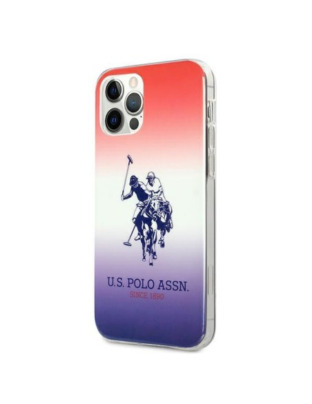 JAV Polo Assn byla Gradiento raštų kolekcija, skirta iPhone 12 / iPhone 12 Pro – raudona ir mėlyna