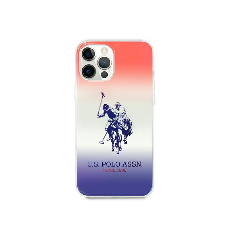 JAV Polo Assn byla Gradiento raštų kolekcija, skirta iPhone 12 / iPhone 12 Pro – raudona ir mėlyna