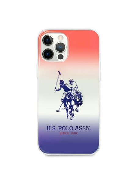 JAV Polo Assn byla Gradiento raštų kolekcija, skirta iPhone 12 / iPhone 12 Pro – raudona ir mėlyna